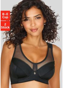 Entlastungs-BH NUANCE BY LASCANA, Damen, Gr. 80, Cup D, schwarz-wei&szlig; (schwarz, wei&szlig;), Microtouch, Obermaterial: 75% Polyamid, 25% Elasthan, BHs Entlastungs-BH, mit modischen Netzeins&auml;tzen