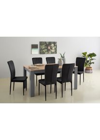 Essgruppe Home Affaire "Bergamo Tisch St&uuml;hle Speisezimmer", schwarz (schwarz, schwarz, schwarz), B:160cm H:75cm T:88,5cm, Sitzm&ouml;bel-Sets, Essgruppe, moderne 7-tlg Tischgruppe, Unser Bestpreis