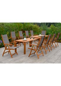 Garten-Essgruppe Merxx "Acapulco", beige (natur, grau), Polyester, Massivholz, Polyester, Sitzm&ouml;bel-Sets, Garten-Essgruppe