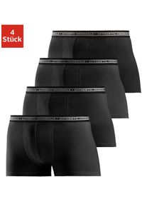 Boxer AUTHENTIC LE JOGGER "Boxershorts f&uuml;r Herren", Herren, Gr. 5M, 4 Stk., schwarz, Jersey, Obermaterial: 95% Baumwolle, 5% Elasthan, unifarben, k&ouml;rpernah, Unterhosen Boxer, schwarzer Webbund mit Logoschriftzug