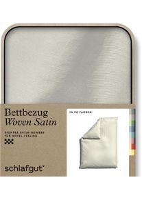 Bettbezug Schlafgut "Woven Satin", gelb (gelb light), B:155cm L:220cm, Mako-Satin, Obermaterial: 100% Baumwolle, Bettbez&uuml;ge, Bettbezug, besonders dicht gewebt, Mix & Match: passender Kissenbezug erh&auml;ltlich