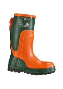 Sicherheitsschuh CRAFTLAND "Waldarbeiterstiefel ULME" Gr. 48, orange (orange, gr&uuml;n), 48, Obermaterial: 50% Rindsleder Leather cow. 50% Lammleder LEL., Schuhe, Sicherheitsschuh