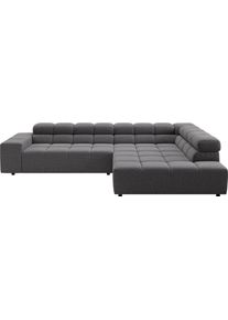 Ecksofa Home Affaire "Ancona, Ecksofa, incl. Kopfteilverstellung, Breite 319 cm, L-Form", stone, B:319cm H:70cm T:215cm, 100% Polyester, Sofas, Ecksofa, wahlweise elektrische Sitztiefenverstellung