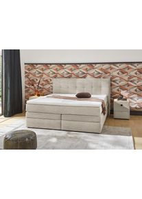 Jockenh&ouml;fer Boxspringbett JOCKENH&Ouml;FER GRUPPE "Amy", greige 426, 17, B:214cm L:217cm, Bezug Bett: Cordstoff (100% Polyester);Topper und Matratzenspiegel: 100% Polyester, Komplettbetten, Boxspringbett, mit Bettkasten & Kaltschaum-Topper, erh&auml;ltlich in 120, 140,180 & 200cm