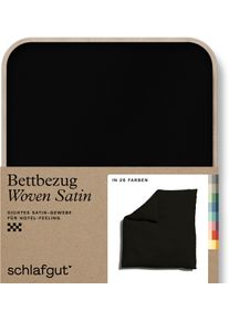 Bettbezug Schlafgut "Woven Satin", schwarz (off, schwarz), B:200cm L:200cm, Mako-Satin, Obermaterial: 100% Baumwolle, Bettbez&uuml;ge, Bettbezug, besonders dicht gewebt, Mix & Match: passender Kissenbezug erh&auml;ltlich