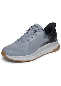 Slip-On Sneaker Skechers "BOBS SQUAD 4", Herren, Gr. 50,5, grau, kombiniert, Synthetik, Textil, Schuhe Slip-On Sneaker, Trainingsschuh, Sneaker, Schn&uuml;rschuh zum einfachen Schlupfen
