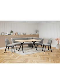 Eckbankgruppe OTTO HOME "Aretha Essecke, Sitzgruppe, Eckbank, K&uuml;chenbank", grau (antarctica, schwarz), B:215cm H:87cm T:150cm, 90% PES, 5% Nylon, 5% Rayon, Sitzm&ouml;bel-Sets, Eckbankgruppe, Esszimmer Sitzgruppe, Tisch, St&uuml;hle und Bank gepolstert, Nosagfederung