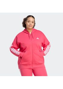 Kapuzensweatjacke adidas Sportswear "W 3S FL FZ INC", Damen, Gr. 4X, power pink, Obermaterial: 55% Baumwolle, 36% Polyester, 9% Viskose, normal, Rundhals, angesetztes B&uuml;ndchen, Sweatjacken Kapuzensweatjacke