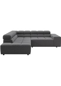 Ecksofa Home Affaire "Ancona, Ecksofa, incl. Kopfteilverstellung, Breite 249 cm, L-Form", grau (stone), B:249cm H:70cm T:215cm, 100% Polyester, Sofas, Ecksofa, wahlweise elektrische Sitztiefenverstellung