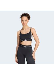 Sport-BH adidas Performance "HYPERGLAM 3-STREIFEN SPORT-BH, LEICHTER HALT, GEPOLSTERT", Damen, Gr. XXL, N-Gr, schwarz, Obermaterial: 85% Polyester, 15% Elasthan, BHs Sport-BH