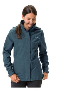 Outdoorjacke Vaude "Women's Rosemoor Jacket II", Damen, Gr. 48, blau (schwarz sea), Web, Obermaterial: 100% Polyester, unifarben, regular fit normal, Rundhals, eingesetzt normaler Saum mit Klettverschluss, Jacken Outdoorjacke, mit abnehmbarer Kapuze, wasserabweisend, windabweisend, atmungsaktiv