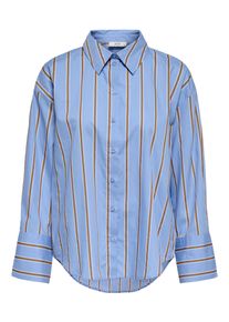 Jacqueline de Yong Langarmbluse JDY "JDYSERENA L/S SHIRT WVN NOOS", Damen, Gr. XS, bel air blau stripes:golden braun, cloud dancer, Web, Obermaterial: 100% Baumwolle, gestreift, loose fit Po-bedeckend, Blusen Langarmbluse, Baumwolle, loose fit