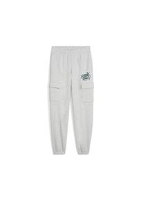 Trainingshose Puma "MID90S CARGO SWEATPANTS FL B", Jungen, Gr. 176, N-Gr, light gray heather, Fleece, Obermaterial: 66% Baumwolle, 34% Polyester, bedruckt, regular fit normal, Hosen Trainingshose, sportlicher Stil, mit Leistentasche, aus Baumwollmischung
