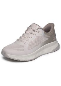 Slip-On Sneaker Skechers "BOBS SQUAD 4", Damen, Gr. 39, beige (taupe, multi), Lederimitat, Mesh, Schuhe Slip-On Sneaker, Slipper, Freizeitschuh, Halbschuh mit Memory Foam