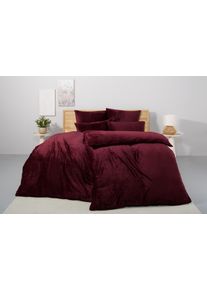 Bettw&auml;sche OTTO HOME "Desner3", rot (beige), B/L: 135cm x 200cm, 1 Stk., 1 Stk., Microfaser, B/L: 40cm x 80cm, 2 Stk., Microfaser, Obermaterial: 100% Polyester, Bettw&auml;sche, Bettw&auml;sche, Bettw&auml;sche mit Rei&szlig;verschluss, Cashmere-Touch, kuschelig & weich