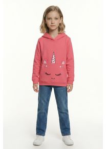 Kapuzensweatshirt Blue Seven, M&auml;dchen, Gr. 134, pink, Sweatware, Obermaterial: 100% Baumwolle, bedruckt, unifarben, Basic normal, Rundhals, Rippb&uuml;ndchen, Sweatshirts Kapuzensweatshirt, Baumwolle