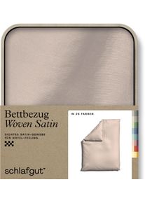 Bettbezug Schlafgut "Woven Satin", rot (rot light), B:155cm L:220cm, Mako-Satin, Obermaterial: 100% Baumwolle, Bettbez&uuml;ge, Bettbezug, besonders dicht gewebt, Mix & Match: passender Kissenbezug erh&auml;ltlich