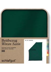 Bettbezug Schlafgut "Woven Satin", gr&uuml;n (gr&uuml;n deep), L:200cm, Mako-Satin, Obermaterial: 100% Baumwolle, Bettbez&uuml;ge, Bettbezug, besonders dicht gewebt, Mix & Match: passender Kissenbezug erh&auml;ltlich