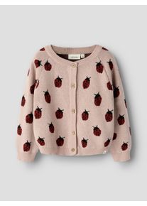 Strickjacke LIL' ATELIER "NMFLULIO KNIT CARD LIL NOOS", M&auml;dchen, Gr. 98, misty rose, Strick, Obermaterial: 100% Baumwolle, gemustert, normal normal, Rundhals, Strickjacken Strickjacke, Baumwolle
