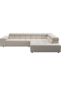 Ecksofa Home Affaire "Ancona, Ecksofa, incl. Kopfteilverstellung, Breite 319 cm, L-Form", nature, B:319cm H:70cm T:215cm, 100% Polyester, Sofas, Ecksofa, wahlweise elektrische Sitztiefenverstellung