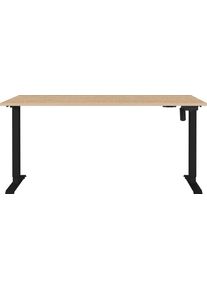 Schreibtisch Germania "Boras", lindberg, eiche, nachbildung, schwarz, schwarz, lindberg, eiche, nachbildung, B:180cm H:120cm T:80cm, Tische, Schreibtisch, Breite 120/140/160/180 cm, Metallgestell, elektrisch h&ouml;henverstellbar