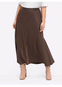 Faltenrock sheego, Damen, Gr. 58, schoko, 74% Viskose, 26% Polyester, unifarben, lang, R&ouml;cke Faltenrock