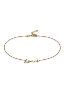 Fu&szlig;kette Elli "Fu&szlig;schmuck Fu&szlig;kettchen Schriftzug Love 925 Sterling Silber" Gr. 22, gold, Fu&szlig;ketten, Damen, Silber 925 (Sterlingsilber), Fu&szlig;kette