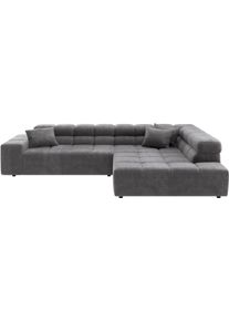 Ecksofa Home Affaire "Ancona, Ecksofa, incl. Kopfteilverstellung, Breite 319 cm, L-Form", grau, B:319cm H:70cm T:215cm, 100% Polyester, Sofas, Ecksofa, wahlweise elektrische Sitztiefenverstellung
