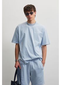 T-Shirt Pegador "LOGO OVERSIZED TEE", Herren, Gr. M, washed ocean blau wei&szlig;, Single Jersey, Obermaterial: 100% Baumwolle, unifarben, oversize normal, Rundhals, gerader Abschluss, Shirts T-Shirt, Baumwolle, oversize