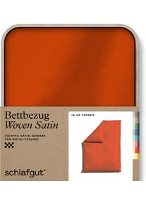 Bettbezug Schlafgut "Woven Satin", rot (rot mid), B:155cm L:220cm, Mako-Satin, Obermaterial: 100% Baumwolle, Bettbez&uuml;ge, Bettbezug, besonders dicht gewebt, Mix & Match: passender Kissenbezug erh&auml;ltlich