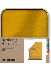 Bettbezug Schlafgut "Woven Satin", gelb (gelb deep), B:155cm L:220cm, Mako-Satin, Obermaterial: 100% Baumwolle, Bettbez&uuml;ge, Bettbezug, besonders dicht gewebt, Mix & Match: passender Kissenbezug erh&auml;ltlich