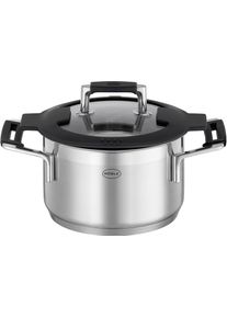 R&ouml;sle Kochtopf R&Ouml;SLE "SILENCE PRO", silber (silberfarben, schwarz), B:17cm H:10,5cm L:25,5cm &Oslash;:16cm, T&ouml;pfe, Kochtopf, Innenskalierung und Sch&uuml;ttrand, sp&uuml;lmaschinen- und induktionsgeeignet