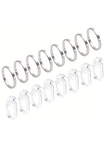 Flachring Liedeco "Gardinenring, Stilring mit Faltenlegehaken "Skandinavia" Gr. 1, silber (edelstahlfarben), &Oslash;:2,8cm, Metall, Gardinenbefestigungen, Flachring, Flachring mit Faltenlegehaken, 8 St&uuml;ck