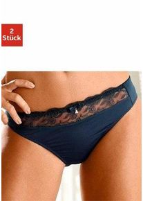 Slip NUANCE BY LASCANA, Damen, Gr. 36/38, blau (marine, wei&szlig;), Obermaterial: 92% Polyester, 8% Elasthan, Unterhosen Slip, mit sch&ouml;ner Stickereispitze