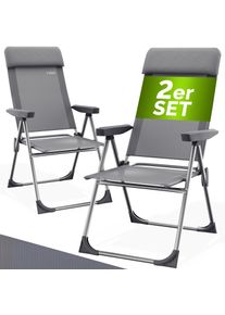 Casaria Gartenstuhl 2er-Set Grau Alu klappbar