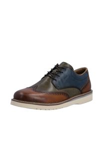 Schn&uuml;rschuh Rieker, Herren, Gr. 47, Synthetik Textil, braun (cognac, khaki, blau), Glattleder, Lyralochung, mehrfarbig, Schuhe Schn&uuml;rschuh, Schn&uuml;rschuh, Business-Schn&uuml;rer, Lyralochung, in bequemer Form