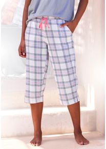 Caprihose, Damen, Gr. 48/50, N-Gr, graublau, wei&szlig;, kariert, Single Jersey, Obermaterial: 100% Baumwolle, VIVANCE DREAMS BY LASCANA, kariert, Basic, bequem 3/4-L&auml;nge, Hosen Caprihose, in schmaler Form