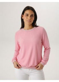 Shirtbluse Aniston SELECTED, Damen, Gr. 40, rosa (pink), Web, Obermaterial: 97% Polyester, 3% Elasthan, unifarben, unifarben mit Farbeins&auml;tzen, figurumspielend h&uuml;ftbedeckend, Rundhals, B&uuml;ndchen, Blusen Shirtbluse, mit sportiven B&uuml;ndchen