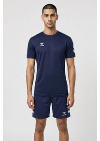 Sportanzug Hummel "HMLLOGO SET", Herren, Gr. XL (54), blau (marine), Obermaterial: 100% Polyester, Sportanz&uuml;ge Sportanzug, 2-teiliges Set aus Shorts und T-Shirt, mit elastischem Bund