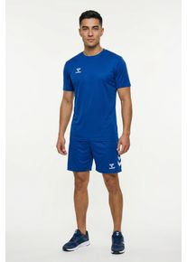 Sportanzug Hummel "HMLLOGO SET", Herren, Gr. S (46), blau (true blau), Obermaterial: 100% Polyester, Sportanz&uuml;ge Sportanzug, 2-teiliges Set aus Shorts und T-Shirt, mit elastischem Bund