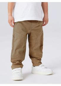 Cargohose name it "NMMBEN TAP TWI PANT CARP 5722-FG NOOS", Jungen, Gr. 98, N-Gr, braun (kelp), Twill, Obermaterial: 97% Baumwolle, 3% Elasthan, unifarben, washed, bequem lang, Hosen Cargohose
