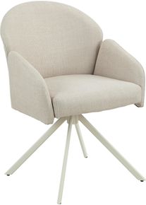 Armlehnstuhl Hela "HOLLY", beige, creme, creme, beige, B:56,5cm H:84cm T:61cm, Metall, Polyester, Stoff, St&uuml;hle, Armlehnstuhl, 360 drehbar, Armlehnen, Gestell angepasst, Swing Back Komfortr&uuml;cken