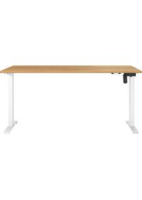 Schreibtisch Germania "Boras", navarra, eiche, nachbildung, wei&szlig;, wei&szlig;, navarra, eiche, nachbildung, B:180cm H:120cm T:80cm, Tische, Schreibtisch, Breite 120/140/160/180 cm, Metallgestell, elektrisch h&ouml;henverstellbar
