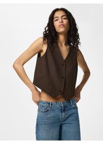 Anzugweste Pieces "PCBOSELLA VEST NOOS BC", Damen, Gr. XL, hot fudge, Web, Obermaterial: 79% Polyester, 16% Viskose, 5% Elasthan, unifarben, taillenlang, V-Ausschnitt, Westen Anzugweste, Materialmix