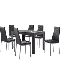 Essgruppe OTTO HOME "Brooklynn", grau (schieferfarben, schwarz), B:120cm, Sitzm&ouml;bel-Sets, Essgruppe, 4 St&uuml;hle mit einem pflegeleichten Kunstleder Bezug, 1 Tisch