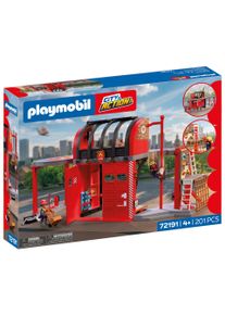 Konstruktions-Spielset Playmobil "Gro&szlig;e Feuerwehrstation (72191), City Action", rot (bunt), Spielbausteine, Kinder, Kunststoff, Konstruktions-Spielset, Made in Germany