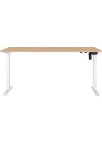 Schreibtisch Germania "Boras", lindberg, eiche, nachbildung, wei&szlig;, wei&szlig;, lindberg, eiche, nachbildung, B:180cm H:120cm T:80cm, Tische, Schreibtisch, Breite 120/140/160/180 cm, Metallgestell, elektrisch h&ouml;henverstellbar