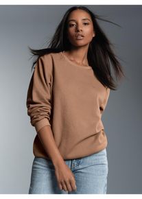 Sweatshirt TRIGEMA "TRIGEMA Sweatshirt in Waffeloptik", Damen, Gr. XL, braun (haselnuss), Piqu&eacute;, 100% Baumwolle, Rundhals, Sweatshirts Sweatshirt