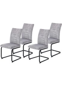 Freischwinger Hela "GELA", vintage silber, schwarz, vintage silber, B:49cm H:98cm T:61cm, Metall, Polyester, Stoff, St&uuml;hle, Freischwinger, XL, Wellenfederung, Komfortsitz, Vintage Optik, 140kg belastbar