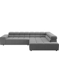 Ecksofa Home Affaire "Ancona, Ecksofa, incl. Kopfteilverstellung, Breite 319 cm, L-Form", platin, B:319cm H:70cm T:215cm, 100% Polyester, Sofas, Ecksofa, wahlweise elektrische Sitztiefenverstellung
